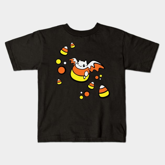 Candy Corn Bat Kids T-Shirt by Shanimation